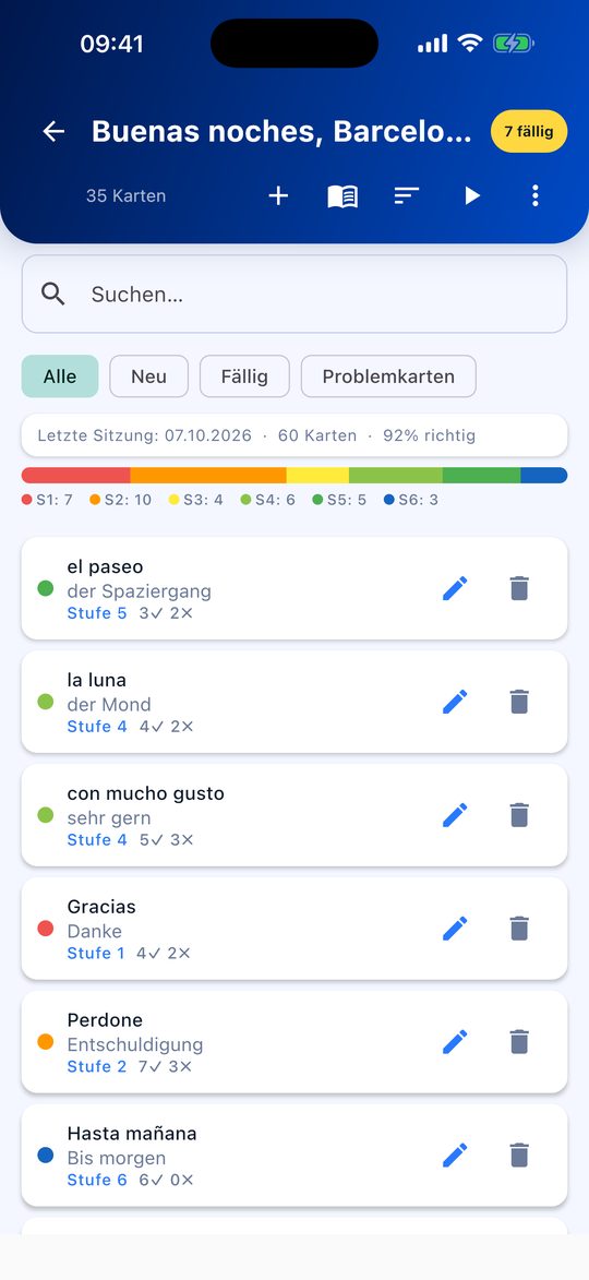 Flippo Kartei „Buenas noches, Barcelona“ mit spanischem Wortschatz und Lernstufen