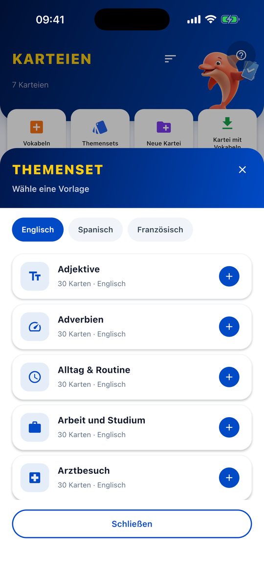 Flippo Themenset-Auswahl mit fertigen Vokabelpaketen